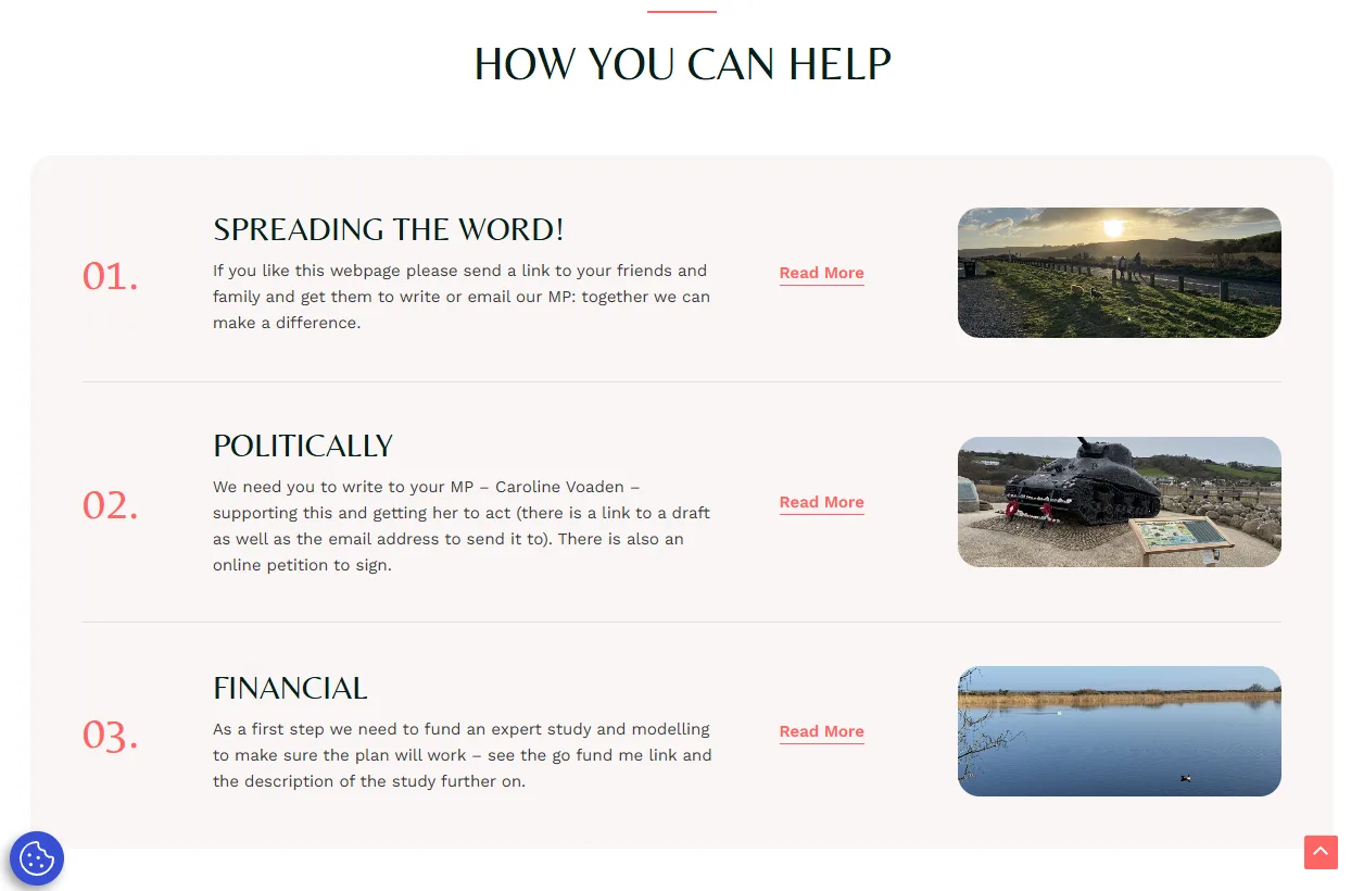 The How-you-can-help section: spreading the word, writing to the MP, and funding the expert study